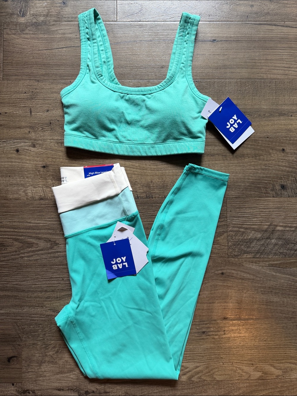 JoyLab Mint Active Crop Bra & High-Waist Leggings Set